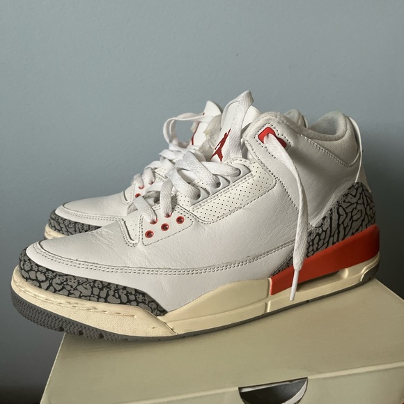Jordan White and Red Leather Sneakers